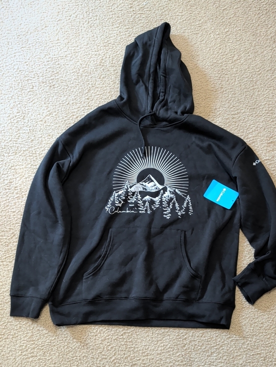 Columbia Other - Columbia Black Pullover Hoodie with Mountain Sunburst Graphic